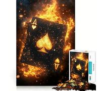 Ace of Spades on Fire Jigsaw for Teenagers 1000 Pieces Sharp Mind Restful Game Family Pastime Room Decor (38x52cm)
