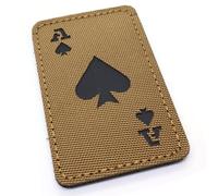 Ace of Spades Reflective Morale Patch Hook and Loop Fabric Playing Card Death Badge 8.1cm x 5.1cm British Forces Airsoft Black, Green, Tan (Tan)