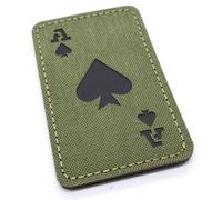 Ace of Spades Reflective Morale Patch Hook and Loop Fabric Playing Card Death Badge 8.1cm x 5.1cm British Forces Airsoft Black, Green, Tan (OD Green)