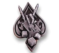Ace of Spades Skull Skeleton Devil Hand Sign Horns Gambler Dice Cards Gambling Poker Casino Tattoo 1.6" Enamel Pin Badge, 4.06 cm, Enamel, enamel