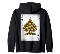Ace Of Spades Vintage Goth Gambler Skull Playing Card Royal Zip Hoodie