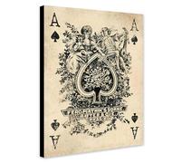 Ace Of Spades Vintage Playing Card Wall Art - Wrapped Framed Canvas Wall Art (A4 [12 x 8 inch / 30 x 20 cm])