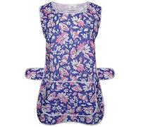 Ace Online Ladies Womens Tabard Floral Home Work Tabards Overall Kitchen Cleaning Apron One Big Pocket (Navy Blue, 2XL)