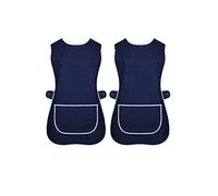 Ace Online Pack of 2 New Ladies Womens Tabards Apron Kitchen Overall Catering TABBARD Cleaning Pocket (Navy Blue / 2 Pack, M (12-14))
