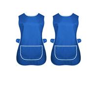 Ace Online Pack of 2 New Ladies Womens Tabards Apron Kitchen Overall Catering TABBARD Cleaning Pocket (Royal Blue / 2 Pack, S (8-10))
