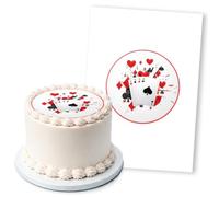 Ace Poker Card Splash Red White, 1 Icing Sheet 5" Round Cake Topper