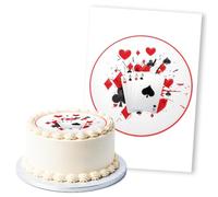 Ace Poker Card Splash Red White, 1 Icing Sheet 8" Round Cake Topper