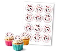 Ace Poker Card Splash Red White, 12 Edible Paper 2.5" Cupcake Toppers