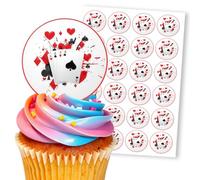 Ace Poker Card Splash Red White, 24 Edible Paper 2.0" Cupcake Toppers