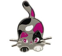 Ace Pride Calico Cat Enamel Pin in Asexual LGBT+ Flag Colors | Chibi Neko Subtle Pride Jewelry, S, Metal