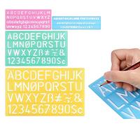ACE Select Alphabet Stencils Set of 4 Plastic Letter Stencil Assorted Sizes Number Ruler for Learning, Painting, Scrapbooking - Blue