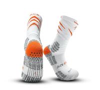 Ace Stride - VPRO Elite Grip Socks for Unisex - Anti-Slip, Cushioned, Breathable, Arch Support, Athletic Socks for Football, Running, White/Orange (UK, Alpha, L, Regular, Regular, 1, White/Orange)
