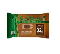 Ace Travel Buddy Large Body Wet Wipes Biodegradable - No Rinse Bath Or Shower Bamboo Wipe - Gym, Travel, Camping, Backpacking, Hiking, Pets, Festival Essentials/Accessories, 32 Wipes(8"X12"/20X30CM)
