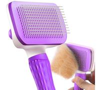 ACE2ACE Cat Brush for Long and Short Hair Cats, Self-cleaning Dog Brush for Shedding, Cardatore Grooming Tool for Dogs Cats, Brushes for Poodle Golden Retriever Labrador Husky Bulldog Maltese, Purple
