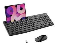 Acebaff Wireless Keyboard and Mouse Combo, 2.4G Silent Wireless Keyboard with Phone Tablet Holder, 11 Shortcut Keys, Wireless USB Mouse and Computer Keyboard,