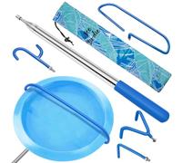 Acebirdie Disc Golf Retriever Pole 16 Feet 4-in-1, Telescopic Discs Retriever with Durable Stainless Steel Frame and Carry Bag - Extendable Golf Accessories Grabber (Blue #4pcs)