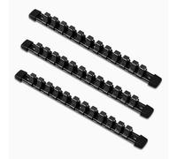 ACEBON 1/2 Inch Drive Socket Organiser, 3 Piece ABS Rail Set with 36 Clips | Portable Socket Holder Rails for Metric & SAE Sockets, Shallow & Deep Socket Storage for Tool Box, Garage & Workshop
