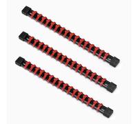ACEBON 1/4 Inch Drive Socket Organiser, 3 Piece ABS Rail Set with 48 Clips | Portable Socket Holder Rails for Metric & SAE Sockets, Shallow & Deep Socket Storage for Tool Box, Garage & Workshop