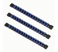 ACEBON 3/8 Inch Drive Socket Organiser, 3 Piece ABS Rail Set with 45 Clips | Portable Socket Holder Rails for Metric & SAE Sockets, Shallow & Deep Socket Storage for Tool Box, Garage & Workshop