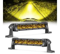 ACEC SHOP 6 Inch LED Light Bar Amber 2PCS 60W Ultra Slim Single Row Light Bars Spot Beam Driving Lights Yellow Fog Lighting LED Pod Lights for Truck Motorcycle SXS Off-Road UTV ATV