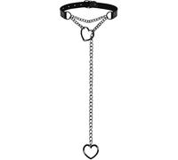 Acecare Black Leather Collar with Gold Chain Leash and Bell - Adjustable Choker Necklace for Women, PU Leather O-Ring Choker Set for Cosplay, Gothic Fashion & Role Play, universal, Leather, No