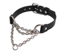 Acecare Black Leather Collar with Gold Chain Leash and Bell - Adjustable Choker Necklace for Women, PU Leather O-Ring Choker Set for Cosplay, Gothic Fashion & Role Play, universal, Leather, No