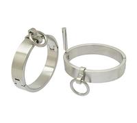 ACECHANNEL Stainless Steel Lockable Wrist Ankle Cuff Bracelet, Brushed Silver, Oval Shape, with Removable O-Ring and Hexagon Key