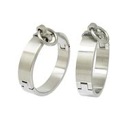 ACECHANNEL Stainless Steel Lockable Wrist Ankle Cuff Bracelet, Brushed Silver, Oval Shape, with Removable O-Ring and Hexagon Key, One Size, Stainless Steel, no gemstone