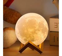 ACED Moon Lamp Upgrade 128 Colors, 3D Printing Night Light with Wooden Stand Remote & Touch Control and USB Rechargeable Gift for Her Him Kids Women Men Birthday