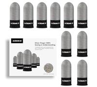 ACEDAYS Gaming Finger Covers, 100% Visible Silver Fiber, Just Right Print Breathable Sweatproof Gaming Gloves for PUBG Mobile/Knives Out/Call of Duty Mobile (10 Pack), M