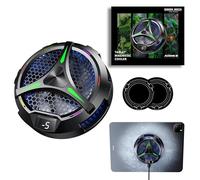 ACEDAYS iPad Cooler,Magnetic Tablet Cooler for ipad/Surface pro/Samsung Tab,iPad Cooing Fan with Temperature Display for Mobile Gaming,Tiktok Live Streaming (Green Mech+3 pcs Magnetic Suction Sheet)