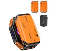 ACEDAYS Magnetic Phone Cooler with 2pcs Rechargeable Batteries and Charging bin,Phone Cooling Fan with RGB LED Semiconductor Cooling, Phone Radiator with Temperature Display for Mobile Gaming（Orange）