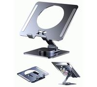 ACEDAYS Tablet Stand Holder with 360 Rotating Base,Foldable Adjustable Tablet Stand for Desk Home Office,Compatible with iPad Pro Air Mini and More,Fit for iPad Magnetic Cooler,Silver