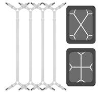 ACEDÉCOR Bed Sheet Suspenders, 4 Pcs(2 Set) Adjustable Bed Sheet Holder Straps Fitted Sheet Clips Keeping Sheets Place, White