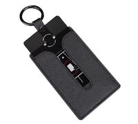 ACEDOAMARE Key Card Holder for Tesla Model 3 Y S X genuine leather fiber and Artificial leather Protector Case Keychain Car key Fob case Key Protection Cover Case (Pure Black)