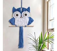 ACEDSGN Boho Macrame Wall Hanging Owl Large Dream Catcher 30X66CM Handwoven Tapestry Bird Nursery Home Wall Decor for Bedroom Livingroom Office - Indigo Blue