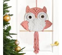 ACEDSGN Boho Macrame Wall Hanging Owl Large Dream Catcher 30X66CM Handwoven Tapestry Bird Nursery Home Wall Decor for Bedroom Livingroom Office - Pink