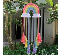 ACEDSGN Rainbow Wall Hanging Tassels Large Handmade Woven Macrame Nordic Boho Dream Catcher Home Decor for Baby Nursery Room Pink