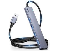 Aceele 5Gbps Hub USB 3.0 with 5V/3A USB C Power Port, 4 Port USB A Aluminum USB Hub with 120cm Nylon Cable for MacBook Pro/Air Samsung Chromebook Laptops Tablets for Monitor Output