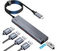 Aceele USB C Hub 10Gbps USB 3.2 Splitter with 100W PD Charging, Aluminum Powered USB C Extender with 3.3ft Extension Cable for PC, MacBook, PS4/5, Surface Pro, Dell