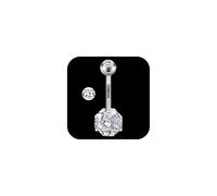 AceFun 1 Piece G23 Titanium Belly Button Bars 14G 1.6MM Round Shining like rose Cubic Zirconia Belly Bar 10mm Length Bananabells Navel Barbell Belly Piercing Jewelry for Women