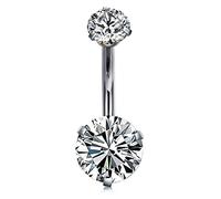 AceFun 14G Belly Bars Titanium 10mm Belly Button Rings Cubic Zircon Diamond 1.6mm Titanium Belly Rings Belly Button Piercing Navel Ring Navel Bar Piercing Jewellery