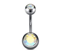 AceFun 14G Belly Bars Titanium 10mm Belly Button Rings Cubic Zircon Diamond 1.6mm Titanium Belly Rings Belly Button Piercing Navel Ring Navel Bar Piercing Jewellery