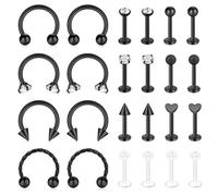AceFun 16G Tragus Piercing Jewelry Cartilage Helix Hoop Ring Studs Forward Helix Piercing Surgical Steel and Clear Acrylic Lip Rings Lip Bar Piercing Star Moon Butterfly 1.2mm 8mm