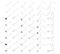 AceFun 20g Clear Nose Ring Retainer Colorful CZ Acrylic Bioflex Bone Nose Rings Studs Retainer Piercing Jewelry Flat Top 2mm