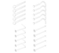 AceFun 20G Clear Nose Stud hide piercing for school Work Daily plastic L Shape invisible Nose Stud Piercing Retainers flat back Bioflex Plastic Nose studs for women men Flat Top 0.8mm 20 pieces Pack