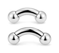 AceFun 2PCS PA Ring Straight Barbell Internally Threaded Monster Screwball Rings 316L Steel Pierced Body Jewelry - 2G(6.0MM)