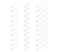 AceFun 30PCS 18G 20G Clear Acrylic Nose Rings Bioflex Stud Retainer 2MM Flat Top Piercing Body Jewelry for Men Women Bone Style