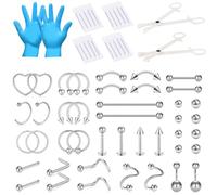 AceFun 66 Pieces Professional Piercing Kit for All Body Piercings,14G 16G 18G 20G Piercing Needles with Stainless Steel Ear Nose Septum Belly Button Nipple Lip Eyebrow Smiley Piercing Body Jewelry