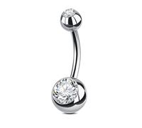 AceFun Belly Button Bars Titanium,16mm Threaded Belly bars Ring Silver with 5A CZ 14G Belly Piercings Jewelry Solid G23 Silver Navel Piercing Rings Jewellery For Women Men